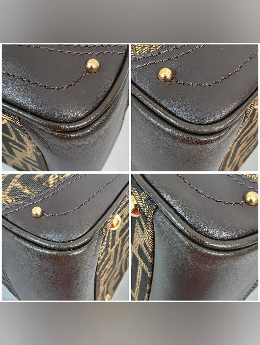 Auth Fendi Zucca FF Top Handle Doctor's Tote Bag